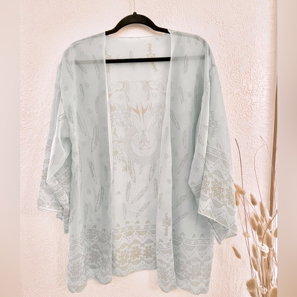 Dreamy Boho Kimono in Dusty Turquoise
